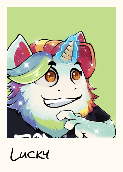 Polaroid portrait of Lucky Glitterbutt